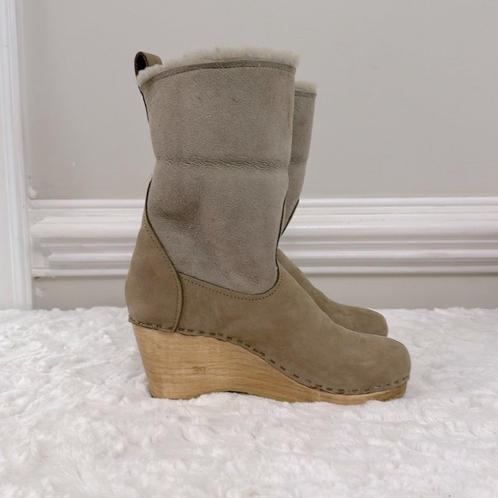 Sven 11 in shearling tan wedge boots Sz 39